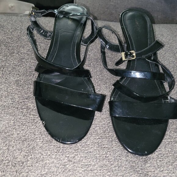COPY - Calvin Klein Black Wedge Strappy Sandals 2.5" Heel - Picture 3 of 12